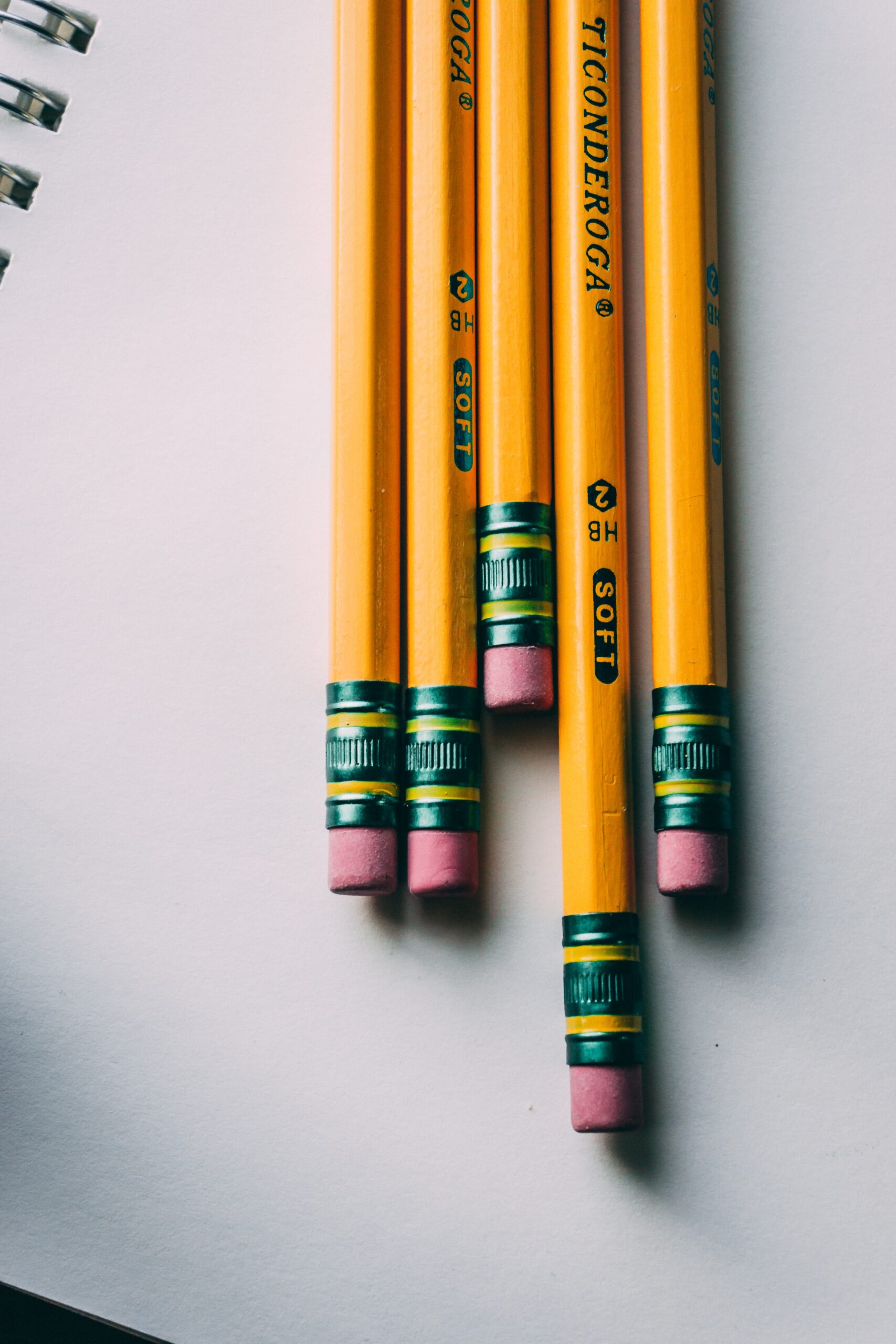 Wooden number 2 pencils at different lengths