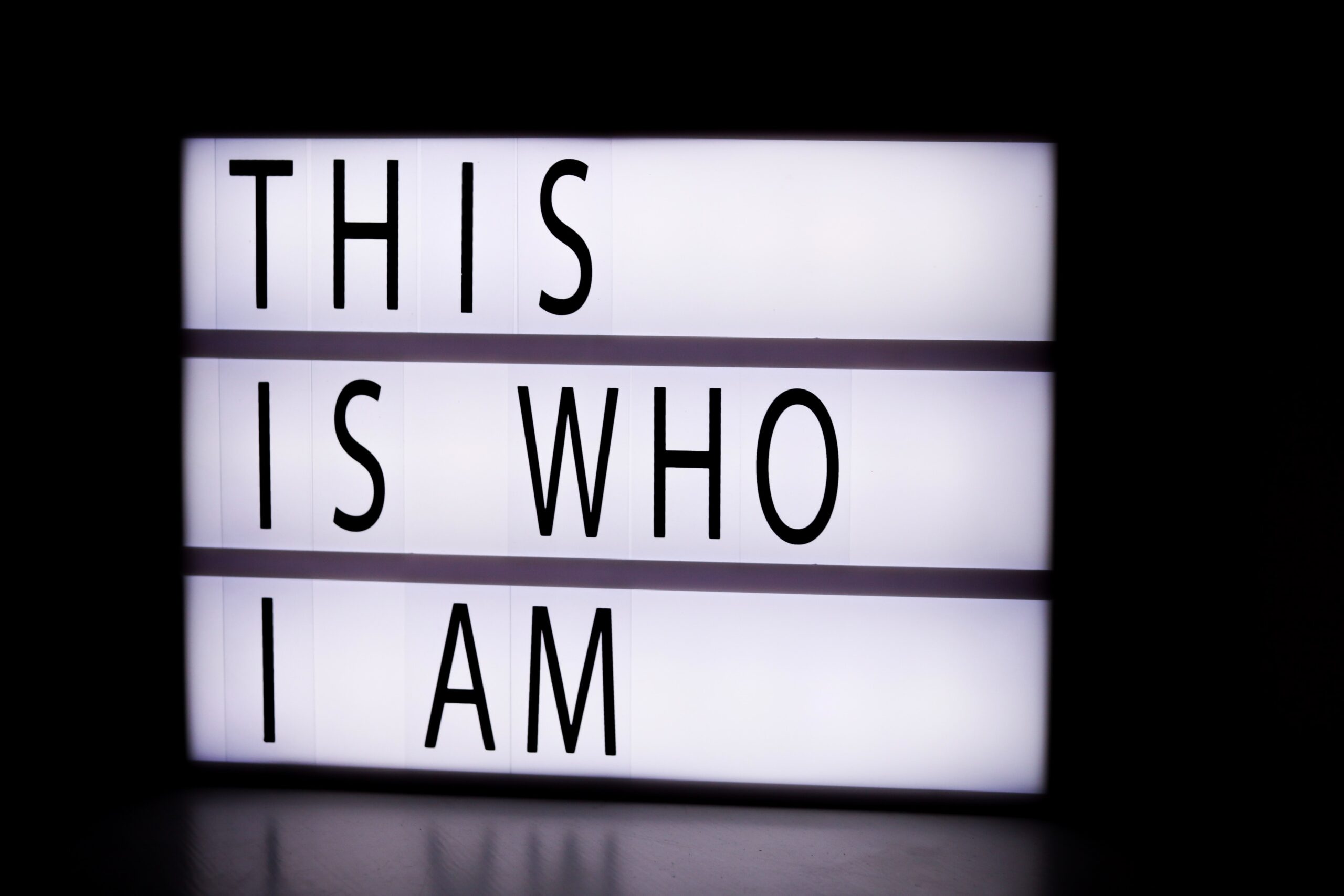 A sign saying "This is who I am"