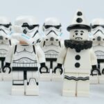 black and white lego clown character can't fit in with lego storm troopers